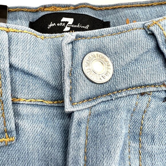 NWT 7 for all mankind Girls Blue Airweft Denim Jeans Size 4 Stretch Straight Leg - Picture 8 of 12
